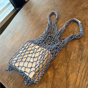 Blue and White Celine Net Tote Bag by phoebe philo